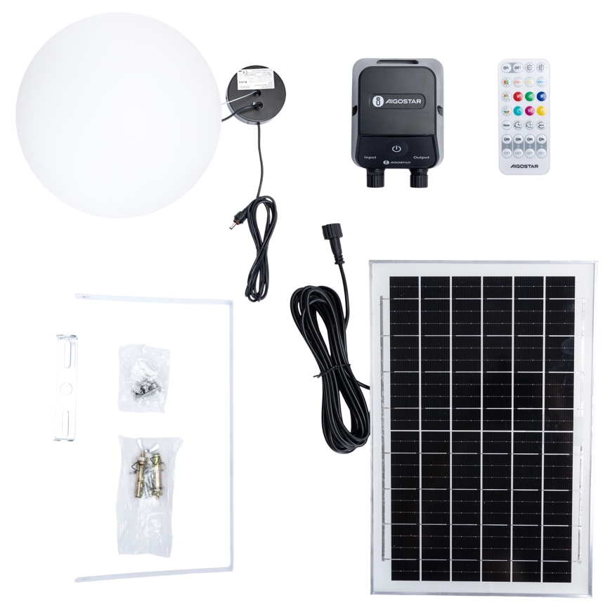 Aigostar - LED RGBW Lámpara de araña solar regulable MESH LED/35W/3,7V 8000 mAh 2700K-6500K IP65 diá. 50 cm
