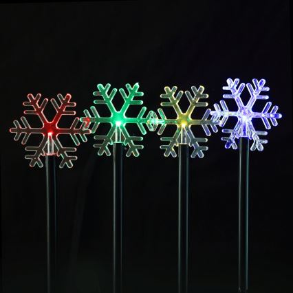 Aigostar - Lámpara navideña solar LED RGBY 5xLED/1,2V/8 funciones 1m IP65 800mAh copos de nieve