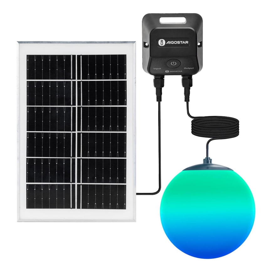 Aigostar - Lámpara solar regulable LED RGBW MESH LED/20W/3,7V 4000 mAh 2700K-6500K IP65 d. 20 cm