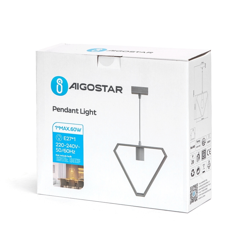 Aigostar - Lámpara suspendida 1xE27/60W/230V beige