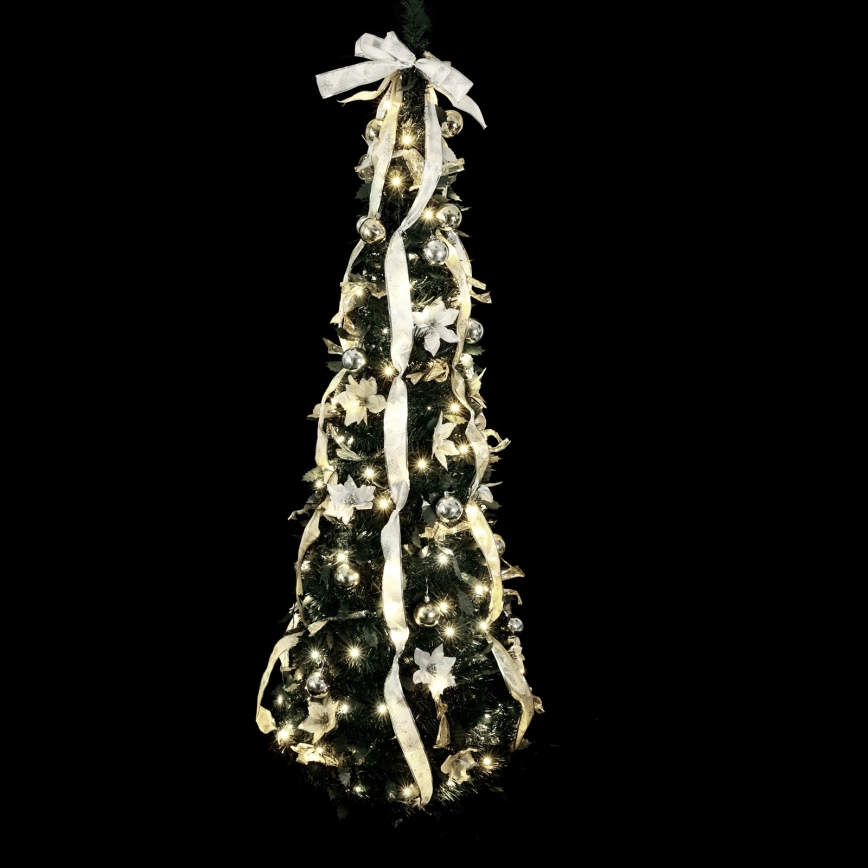 Aigostar - LED Árbol de Navidad exterior 150xLED 1,8m IP44 blanco/dorado blanco frío