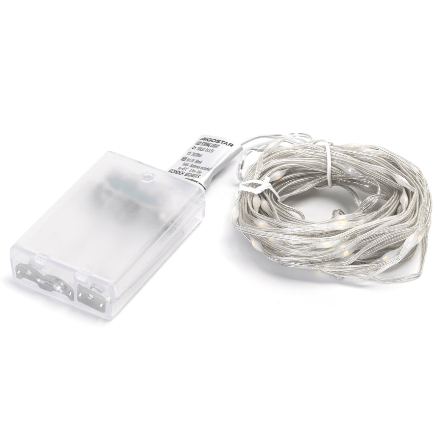 Aigostar - LED  cadena 100xLED/3xAA 10,3m blanco cálido