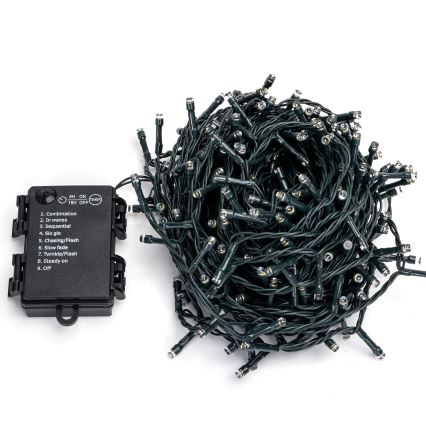 Aigostar-LED Cadena de luces LED para exterior, 300 LEDs, 8 funciones, 3xAA, 15,3 m, IP44, blanco cálido