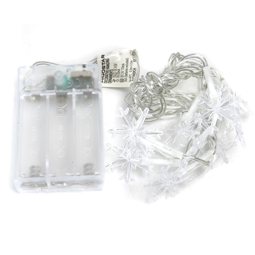 Aigostar - LED  guirnalda 10xLED/3xAA 1,5m blanco cálido copos de nieve