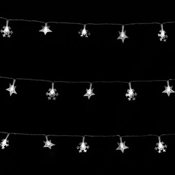 Aigostar - LED guirnalda navideña para exterior 50xLED/8 funciones 3xAA 5m IP44 blanco frío estrellas