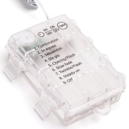 Aigostar -LED Guirnalda para exterior 150 LEDs/8 funciones 3xAA 15,3m IP44 blanco cálido