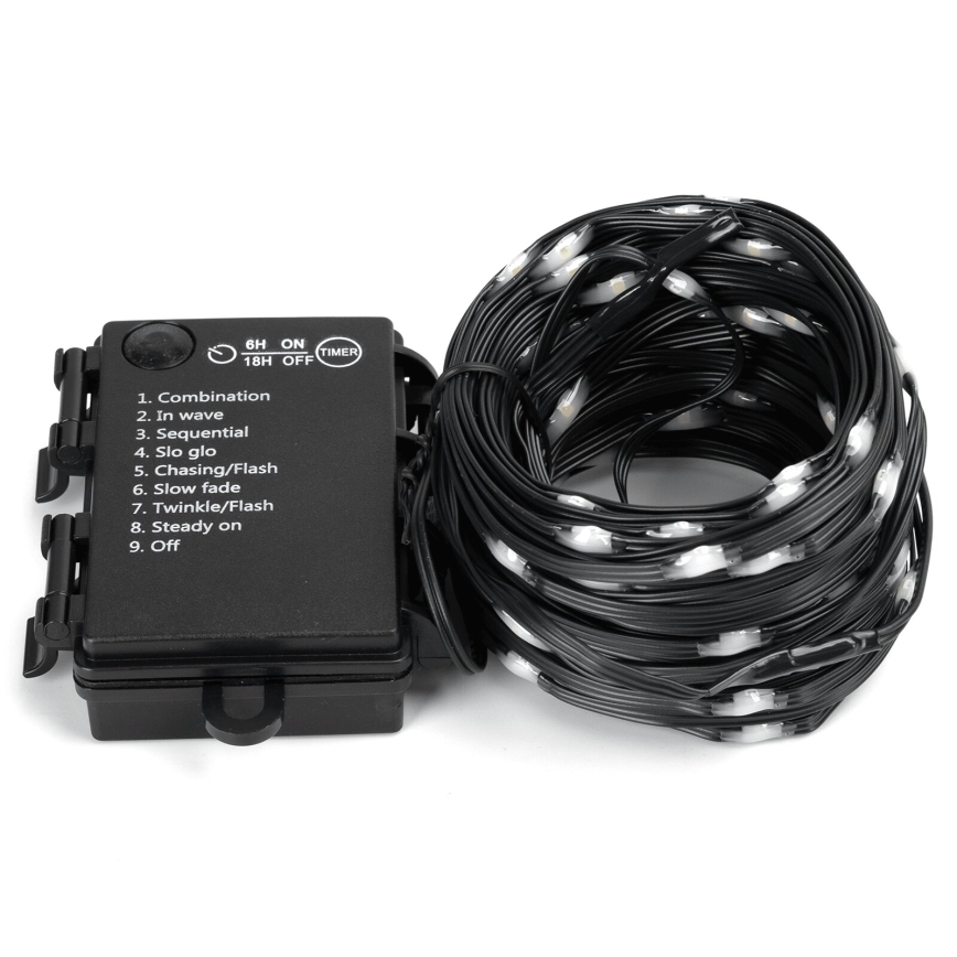 Aigostar -LED Guirnalda para exterior 50xLED/8 funciones 3xAA 5,3m IP44 blanco frío