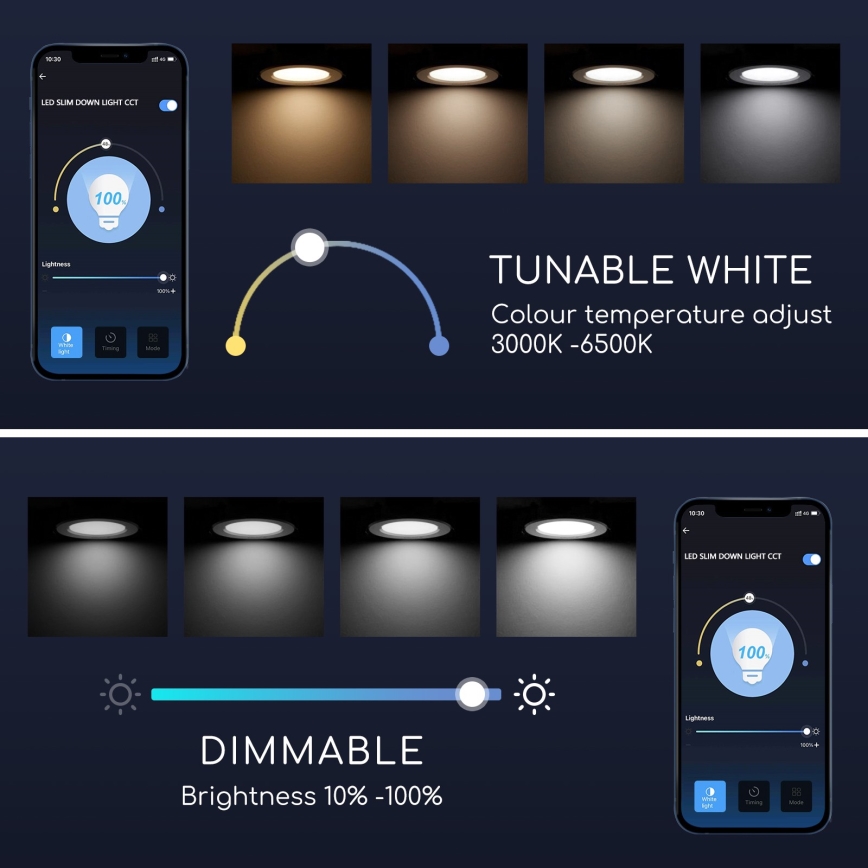 Aigostar - LED Lámpara de techo regulable 12W/230V diámetro 17 cm Wi-Fi