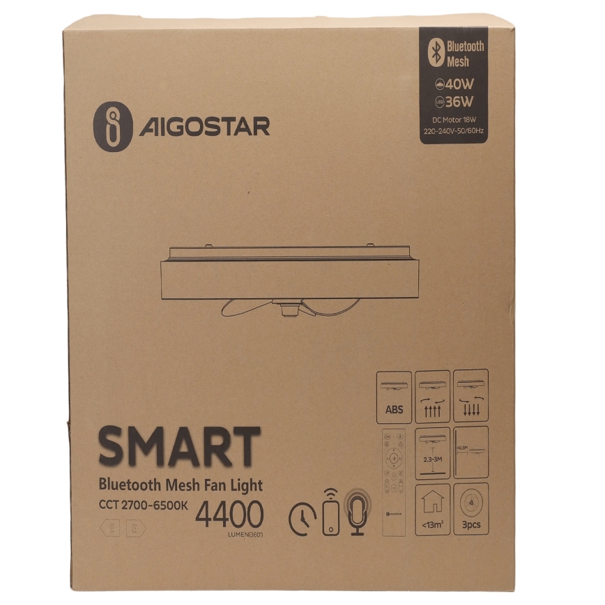 Aigostar - LED Plafón regulable con ventilador MESH LED/40W/230V 2700-6500K negro + control remoto