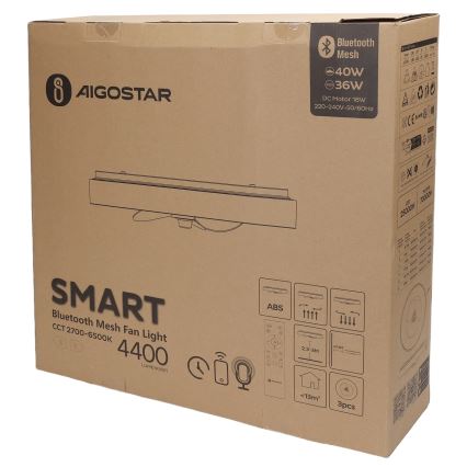 Aigostar - LED Plafón regulable con ventilador MESH LED/40W/230V 2700-6500K negro + control remoto