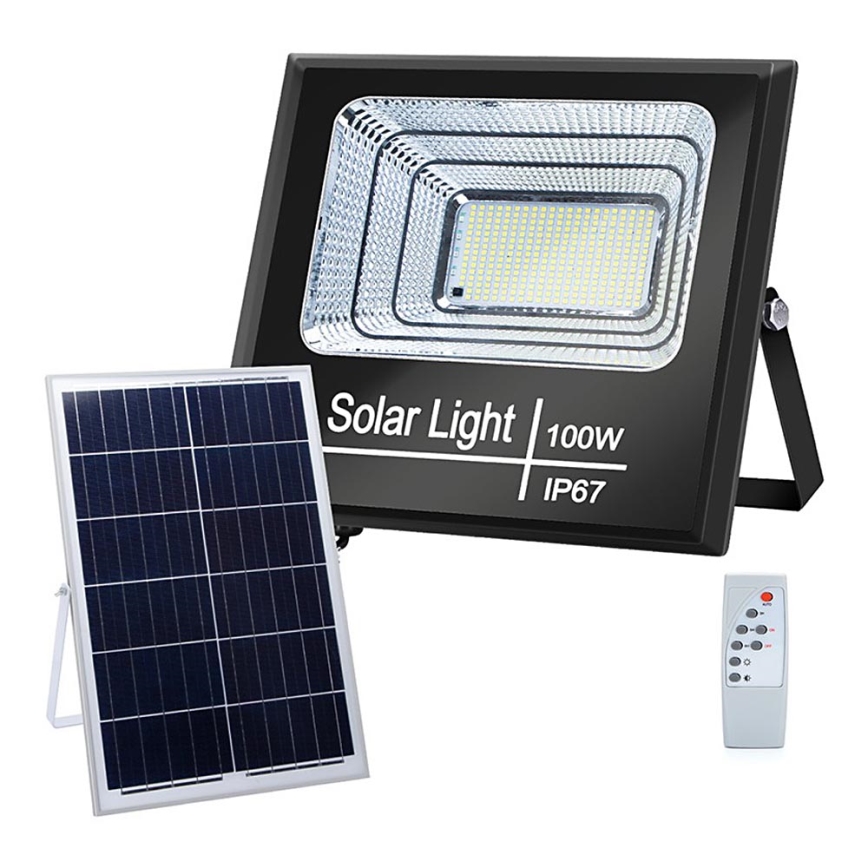 Aigostar - LED Proyector solar regulable LED/100W/3,2V IP67 2000 mAh + control remoto