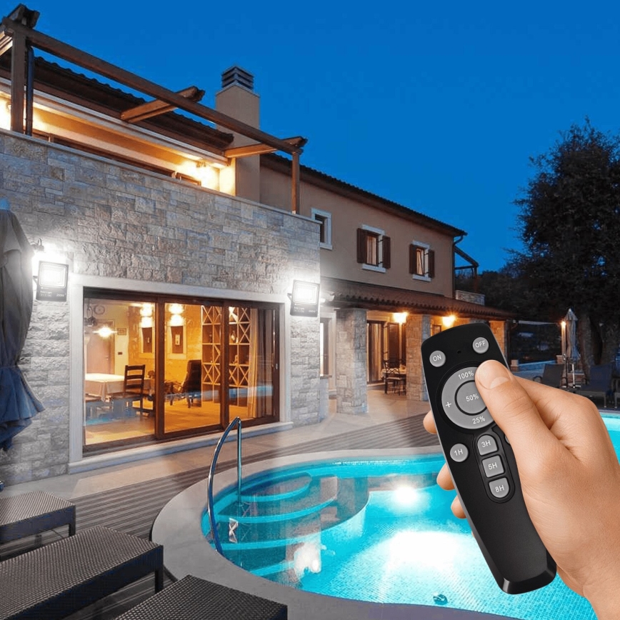 Aigostar - LED Proyector solar regulable LED/200W/3,2V IP66 15000 mAh + control remoto