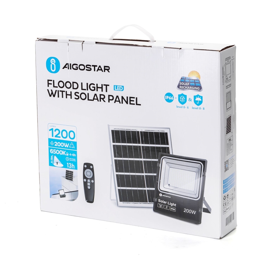 Aigostar - LED Proyector solar regulable LED/200W/3,2V IP66 15000 mAh + control remoto