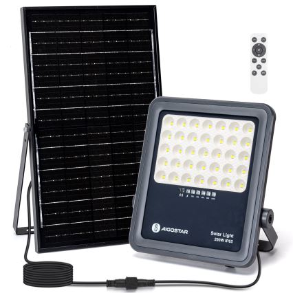 Aigostar - LED Proyector solar regulable LED/200W/3,4V IP65 15000 mAh + control remoto