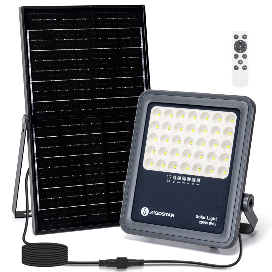 Aigostar - LED Proyector solar regulable LED/200W/3,4V IP65 15000 mAh + control remoto