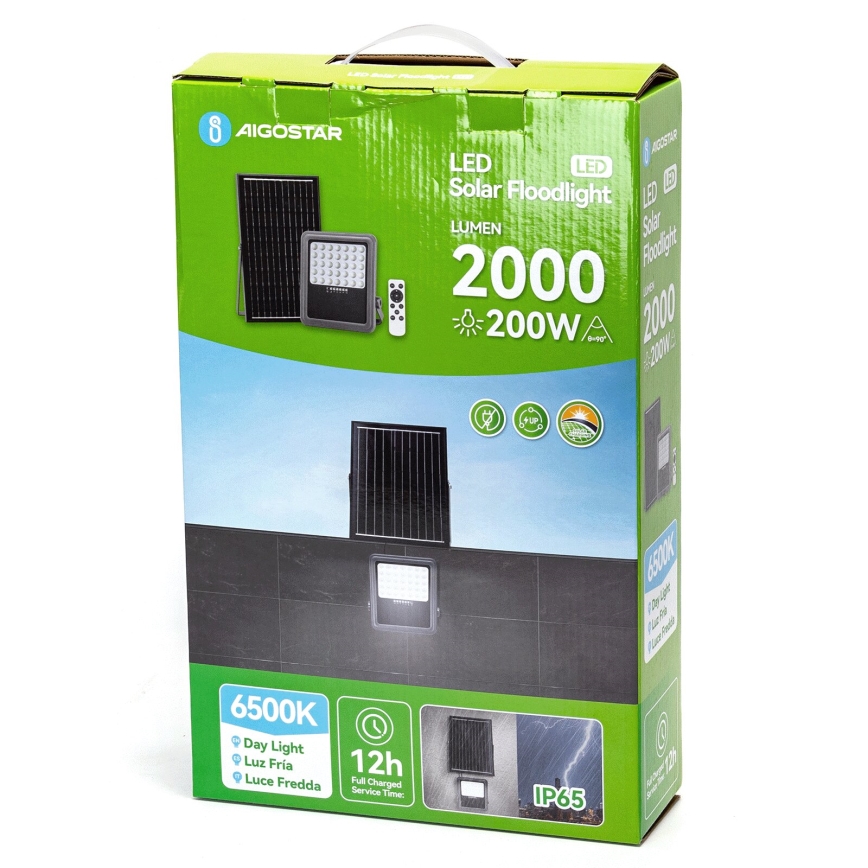 Aigostar - LED Proyector solar regulable LED/200W/3,4V IP65 15000 mAh + control remoto