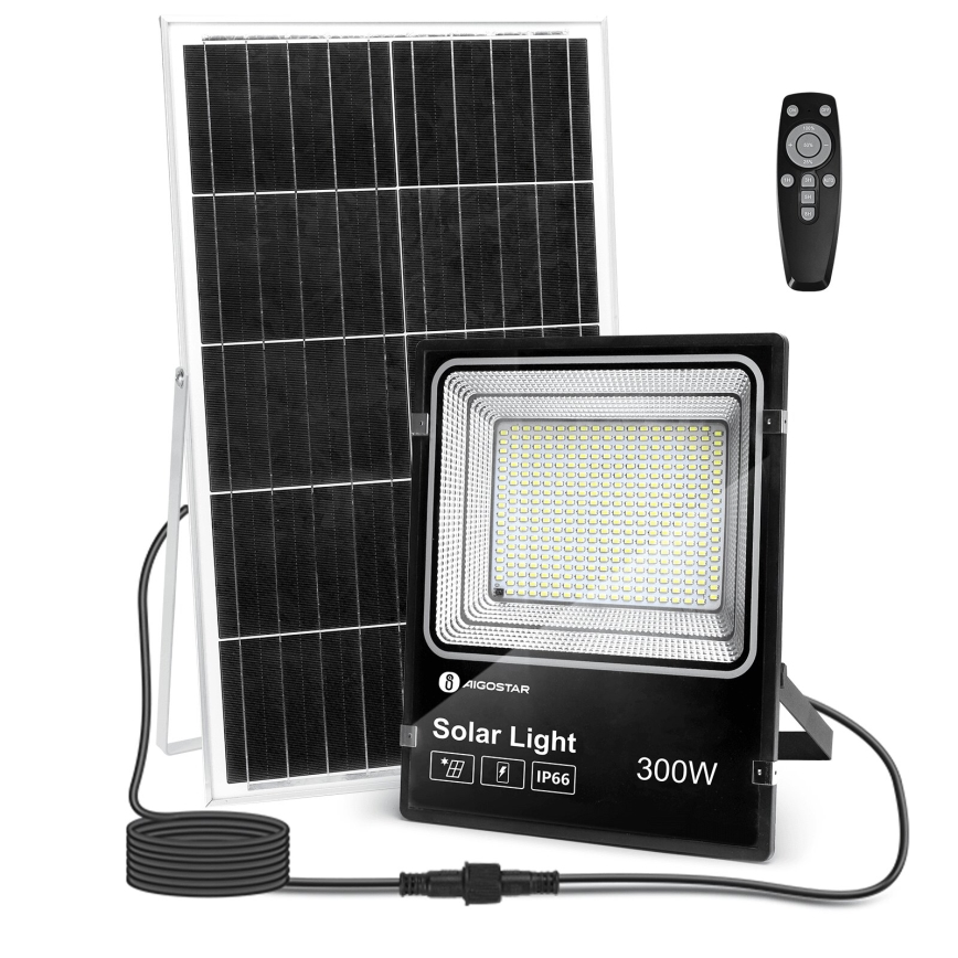 Aigostar - LED Proyector solar regulable LED/300W/3,2V IP66 25000 mAh + control remoto