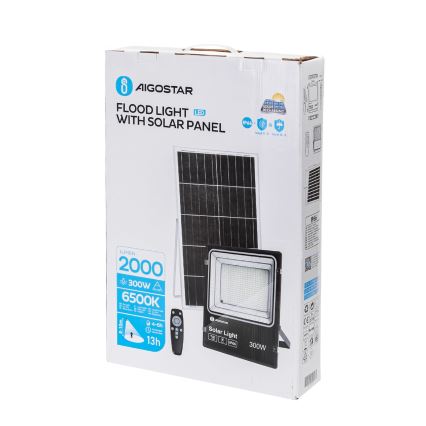 Aigostar - LED Proyector solar regulable LED/300W/3,2V IP66 25000 mAh + control remoto