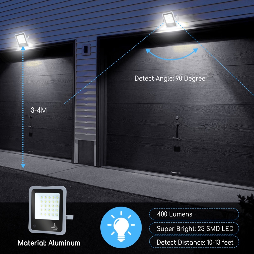 Aigostar - LED Proyector solar regulable LED/30W/3,2V 20000 mAh IP67 + control remoto