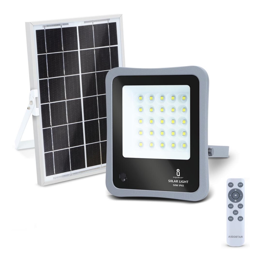 Aigostar - LED Proyector solar regulable LED/50W/3,2V IP65 6000 mAh + control remoto