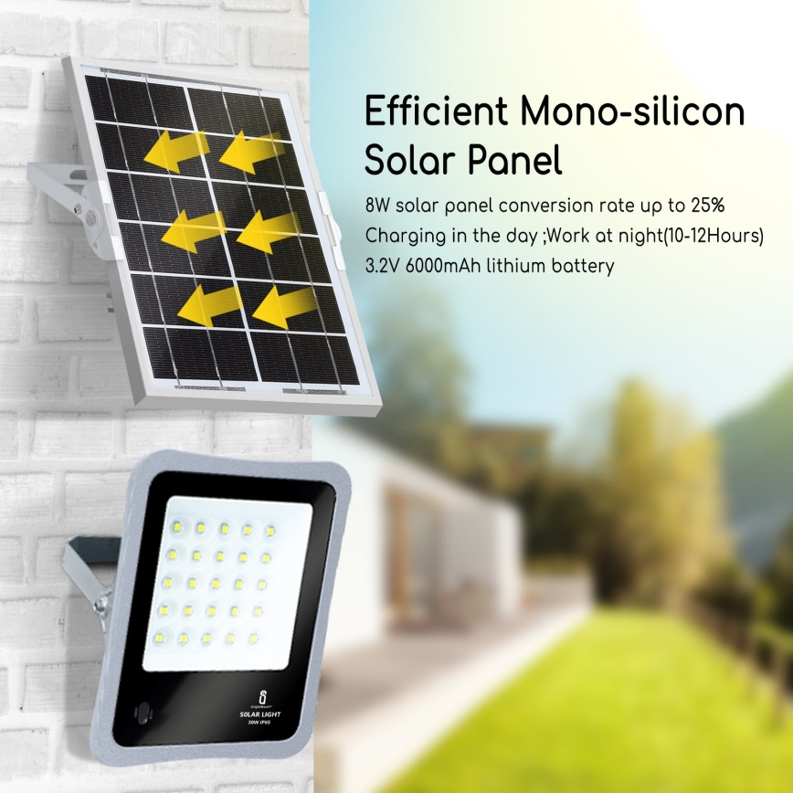 Aigostar - LED Proyector solar regulable LED/50W/3,2V IP65 6000 mAh + control remoto