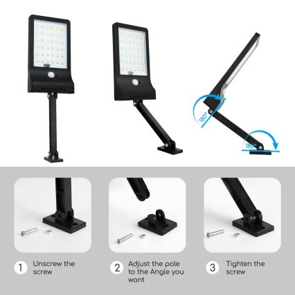 Aigostar - LED Regulable solar lámpara con sensor LED/2,3W/5,5V IP65 1800 mAh + control remoto
