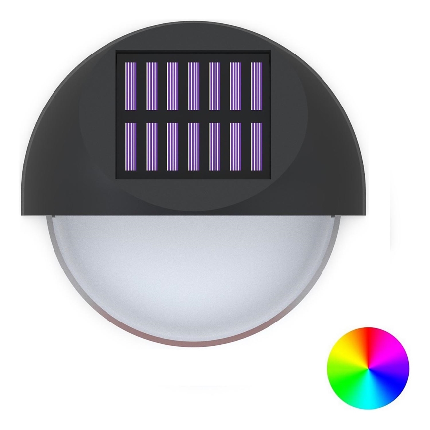 Aigostar - LED RGB Aplique solar LED/1W/1,2V negro IP44 200 mAh