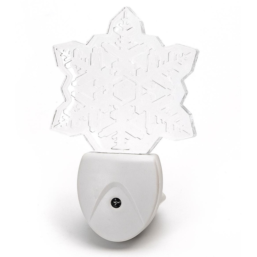 Aigostar - LED RGB Luz nocturna con sensor crepuscular LED/0,5W/230V copo de nieve