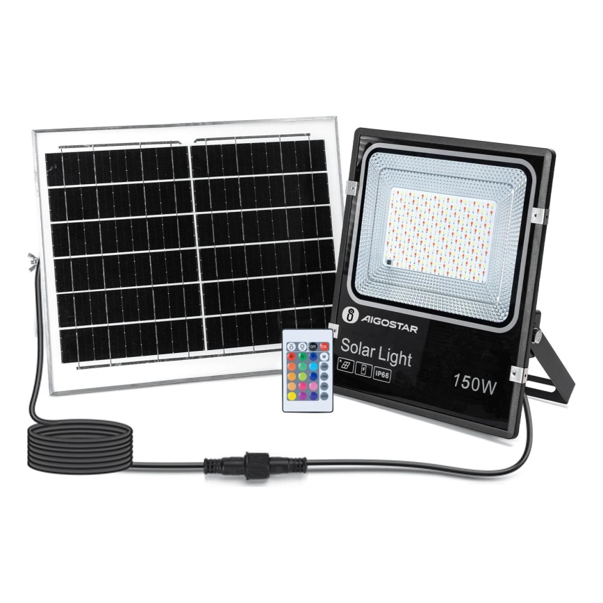 Aigostar - LED RGB Proyector solar regulable LED/150W/3,2V IP66 12000 mAh + control remoto