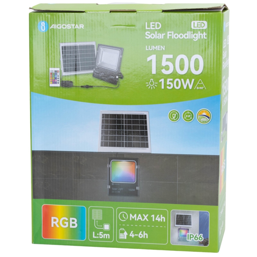 Aigostar - LED RGB Proyector solar regulable LED/150W/3,2V IP66 12000 mAh + control remoto