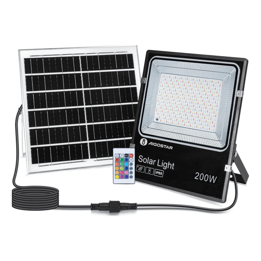 Aigostar - LED RGB Proyector solar regulable LED/200W/3,2V IP66 16000 mAh + control remoto