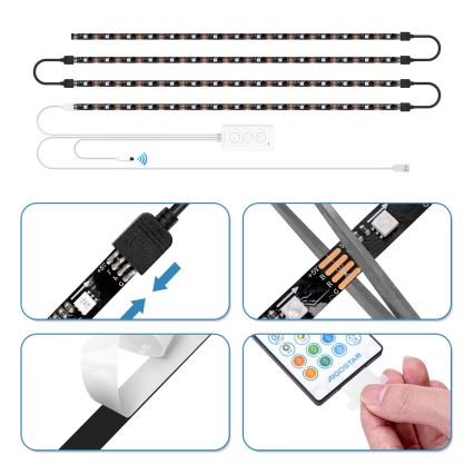 Aigostar - Tira LED RGB Smart Dimmable 4x0,5m LED/4,5W/5V Wi-Fi + control remoto