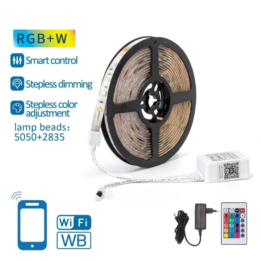 Aigostar - LED RGB Tira regulable 6,5m LED/16,5W/12/230V 3000K Wi-Fi
