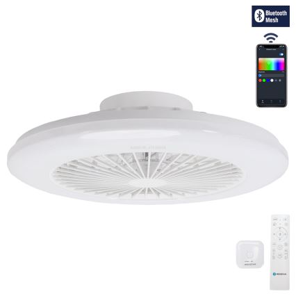 Aigostar - LED RGBW Plafón regulable con ventilador LED/40W/230V 2700-6500K diá. 48,5 cm blanco + control remoto