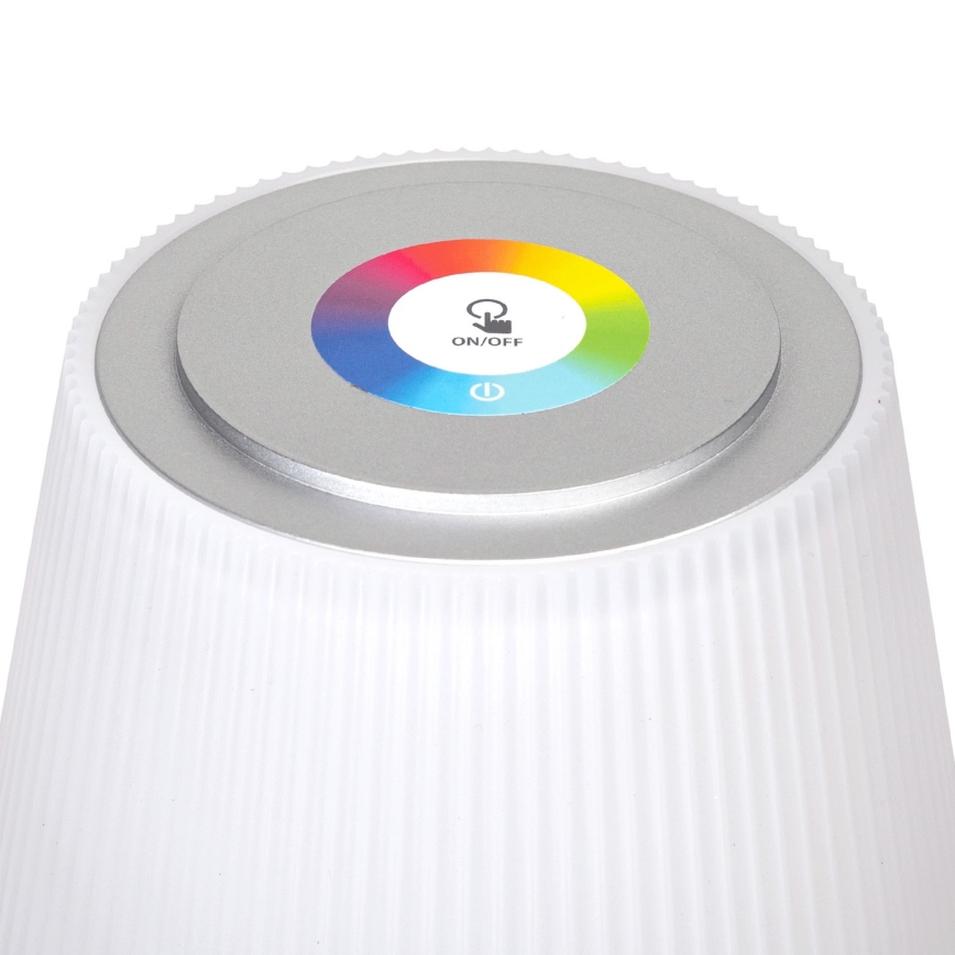 Aigostar - LED RGBW Lámpara de mesa recargable y regulable para exterior LED/4W/5V 3600mAh blanco/cromo mate IP54
