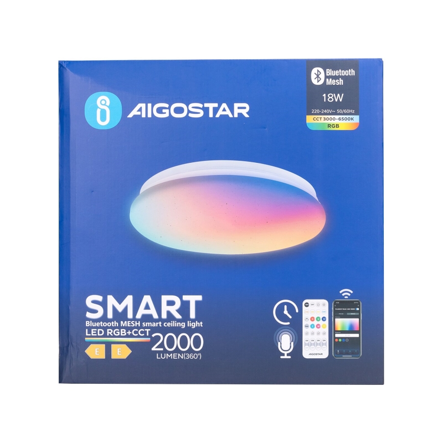 Aigostar - LED RGBW Plafón regulable para el baño MESH Inteligente LED/18W/230V 3000-6500K IP44 + control remoto