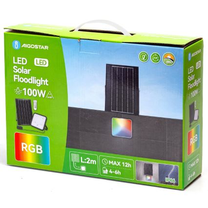 Aigostar - LED RGBW Proyector solar regulable LED/100W/3,4V IP66 8000 mAh + control remoto