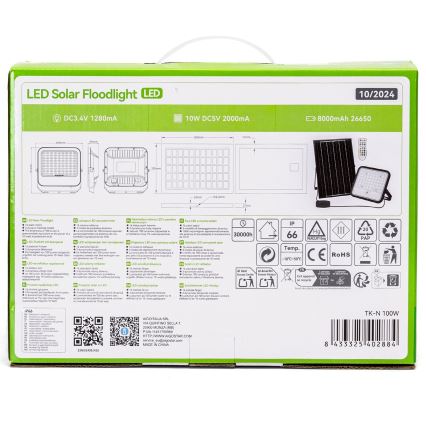 Aigostar - LED RGBW Proyector solar regulable LED/100W/3,4V IP66 8000 mAh + control remoto