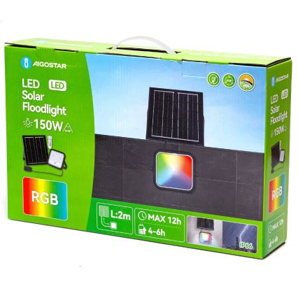 Aigostar - LED RGBW Proyector solar regulable LED/150W/3,4V IP66 12000 mAh + control remoto