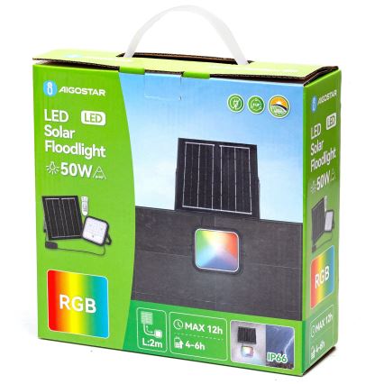 Aigostar - LED RGBW Proyector solar regulable LED/50W/3,4V IP66 4000 mAh + control remoto