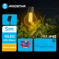 Aigostar - LED Solar cadena decorativa 10xLED/8 funciones 5,5m IP65 blanco cálido 500 mAh