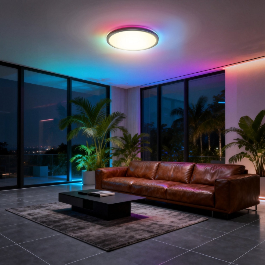 Aigostar - Luminaria de techo LED RGBW regulable MESH LED/36W/230V 3000-6500K negra + mando a distancia