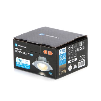 Aigostar - Luminaria empotrable LED/5W/230V 3000K diámetro 8,5 cm blanco