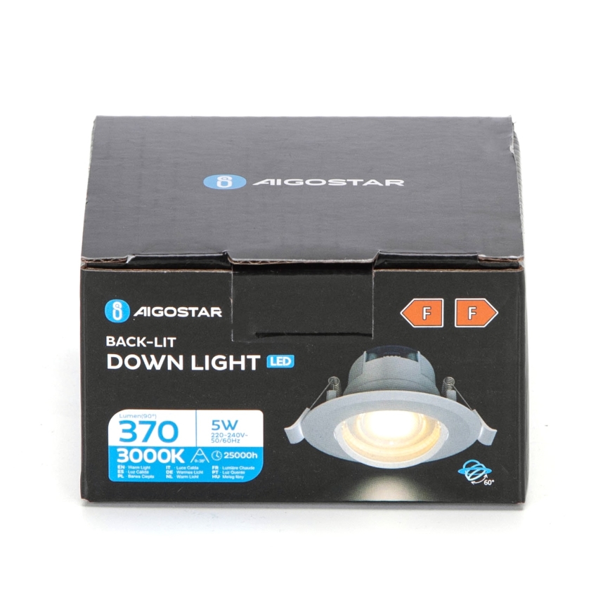 Aigostar - Luminaria empotrable LED/5W/230V 3000K diámetro 8,5 cm blanco