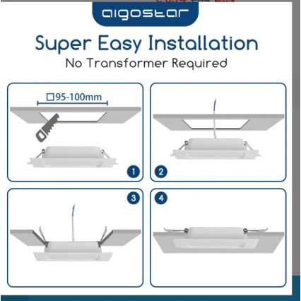 Aigostar - Luminaria empotrable LED/6W/230V 3000K 12x12 cm blanca