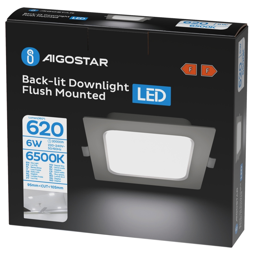Aigostar - Luminaria empotrable LED/6W/230V 6500K 12x12 cm blanca