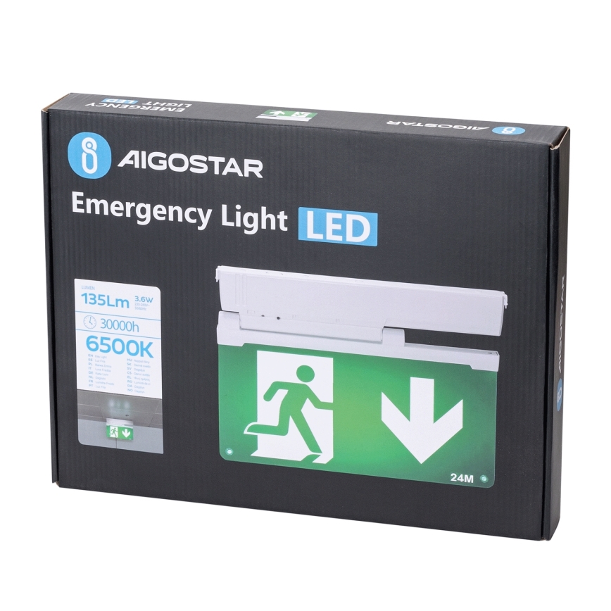 Aigostar - Luz de emergencia LED EMERGENCY EXIT LED/3,6W/230V 6500K 500mAh