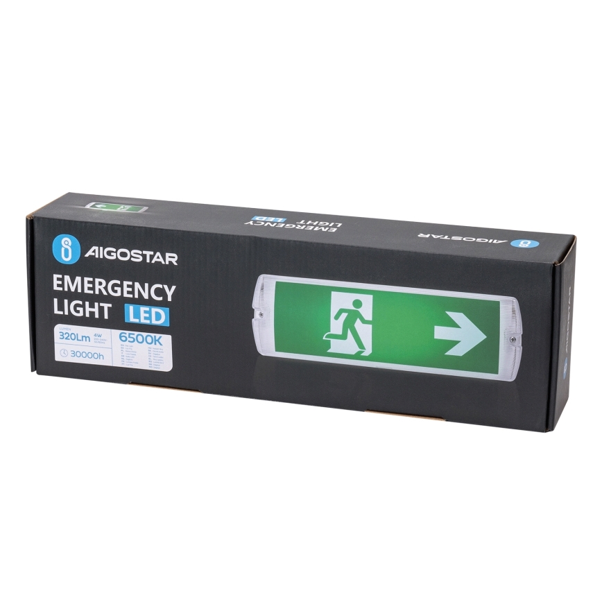 Aigostar - Luz de emergencia LED EMERGENCY EXIT LED/4W/230V IP65 6500K 600mAh