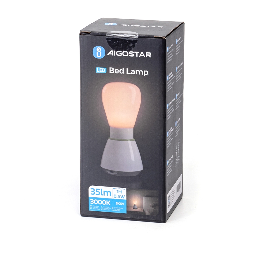 Aigostar - Luz nocturna LED recargable LED/0,5W/5V 3000K 650mAh