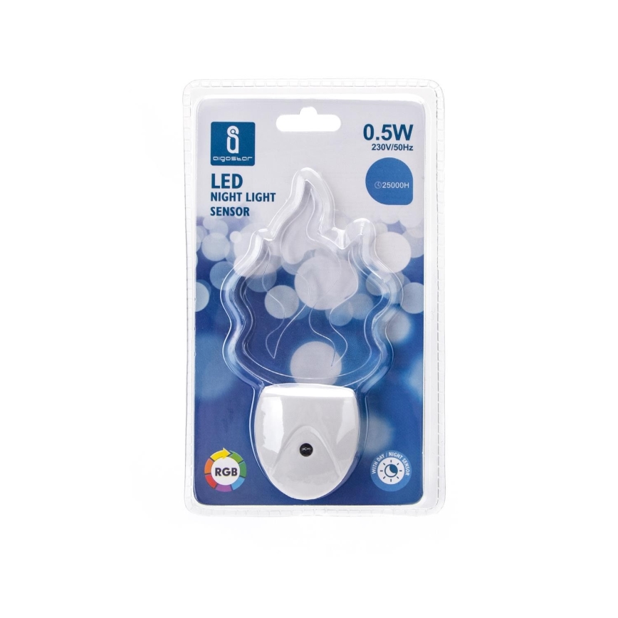 Aigostar - Luz nocturna LED RGB con sensor LED/0,5W/230V efecto llama